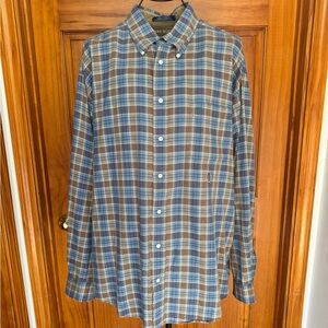 Men's Tommy Hilfiger Long Sleeve Button Down Shirt, Size 2XL, Blue/Brown